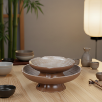 Assiette de service en mélamine marron à pied haut, nouveau style, 7,1 pouces, vente en gros