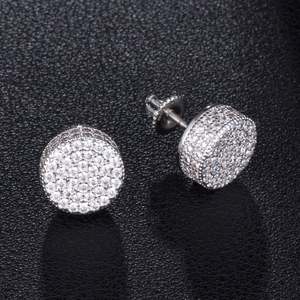 Neuer edler Schmuck HipHop Iced Out Moissan ite Diamant Gelbgold Farbe 925 Sterling Silber VVS Moissan ite Ohr stecker für Unisex