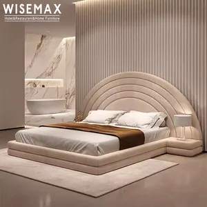 WISEMAX MÖBEL Modernes Hotel bett Einfache Schlafzimmer möbel Massivholz Custom Stoff Leder polster Queen Bett rahmen für zu Hause