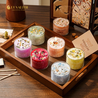 Bougie parfumée aux fleurs séchées, verre transparent, cire marbrée, pour cadeaux botaniques, emballage personnalisé, MSDSREACH, vente en gros