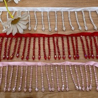 Vente en gros 5.5 Rideau Gland Frange Fait à la main Verre Gland Dentelle Cristal Strass Perlé Frange Garniture pour Robe