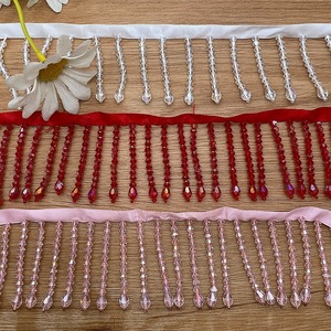 Ingrosso frangia con nappa per tenda 5.5 fatta a mano in vetro con <span class=keywords><strong>nappine</strong></span> di pizzo strass con perline per abito - Product Image 2