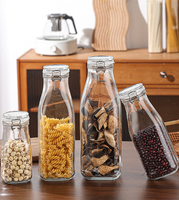 Bouteilles en verre transparentes vides en gros pour lait, boissons, café, jus, rechargeables, avec poignée pour utilisation portable en extérieur