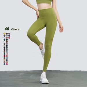 Vente en gros de leggings de yoga taille haute en nylon et élasthanne mélangés de haute qualité, sans couture sur le devant, pantalons de yoga - Product Image 1