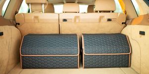 KUYUE Multifunctional New Car Foldable Trunk <strong>Storage</strong> Box Leather <strong>Collapsible</strong> Auto Organizer with Lid for Travel <strong>Storage</strong> Black - Product Image 3
