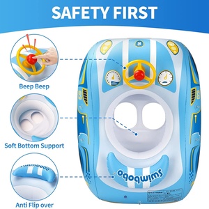 Suitable for Children Aged 1-4 Years Baby Pool Float <b>Inflatable</b> <b>Car</b> Baby Swim Float with Adjustable Sun Canopy and Safety Seat. - Product Image 6