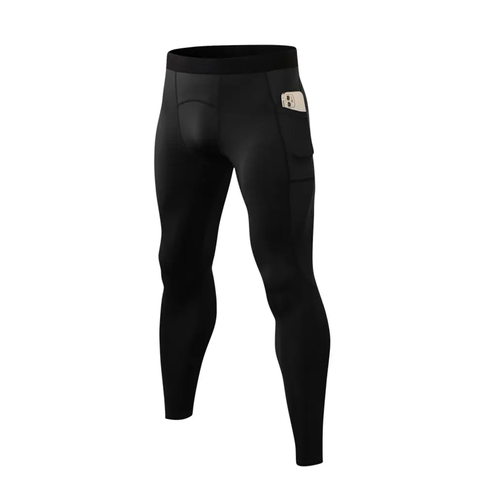 Transpirable leggings de diseño personalizado anti celulitis pantalones de yoga de compresión deporte entrenamiento gimnasio sin costuras para hombre bolsillo leggings