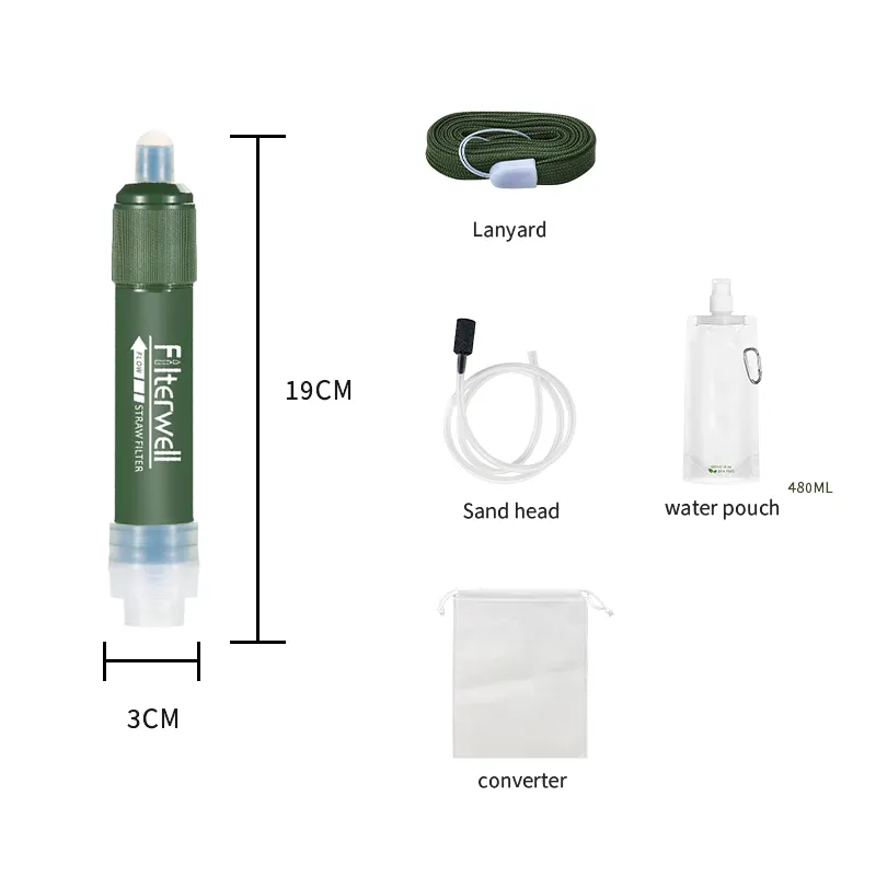 Filterwell Camping Mini Outdoor Hiking Personal Water Purifier Portable Life Emergency Survival Water Filter Straw