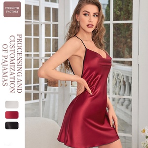 Lencería Sexy de verano, pijamas de encaje, mariposa, Espalda descubierta, camisón de seda, satén, cuello en V, ropa de dormir para el hogar, vestido de noche para mujer - Product Image 2