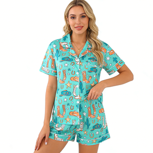 <span class=keywords><strong>Pijamas</strong></span> de Verano para Mujer Baifei, Personalizadas con Estampado Digital, de Bambú, Conjunto de 2 Piezas, Súper Suaves, de Secado Rápido y Transpirables - Product Image 3