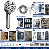 Pommeau de douche à main personnalisé en nickel brossé, haute pression, économie d'eau, pour salle de bain, idéal pour présentoirs de supermarché