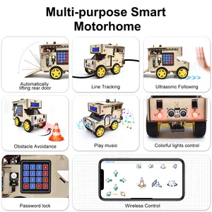 Умный стартовый набор для домов на колесах, домашний Автомобиль для Arduino Robot STEM, программируемые игрушки для детей, Android/IOS