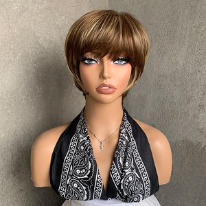 Peluca de Cabello Sintético de Alta Calidad para Mujer DREAM ICE'S, Corte Pixie Corto, Rubio Marrón Mixto 4/27, Liso Sedoso con Flequillo, Resistente al Calor - Product Image 1