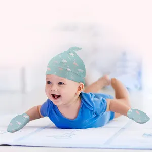 Subli-forward set topi bayi tekstil kosong sublimasi logo pribadi, topi beanie sublimasi lembut dan sarung tangan bayi