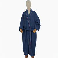 Peignoir Spa en Coton 100% pour Femme, Col Châle, Respirant, Long, Broderie Personnalisée, Vente en Gros OEM