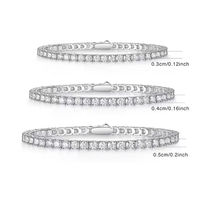 Bracelet Tennis en Argent Sterling 925 et Moissanite Plaqué Or 2mm, Style Hiphop Rock pour Hommes et Femmes, 12462 Fine Fashion