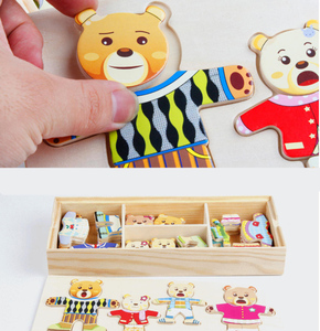 Juguete Educativo de Madera con Rompecabezas de Cuatro Ositos, Bloques de <span class=keywords><strong>Emociones</strong></span> para la Educación Temprana de Niños - Product Image 5