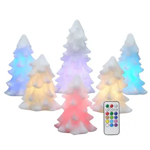 Set di 6 A Pile Senza Fiamma LED Cambiamento di Colore Albero Di Natale Candele con Telecomando e Timer