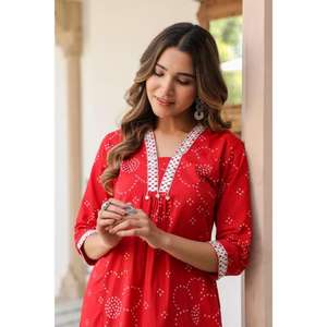 Exclusivo diseño de cuello color gris para mujeres y niñas en venta al por mayor puro algodón impreso recto Kurta con mangas impresas - Product Image 6