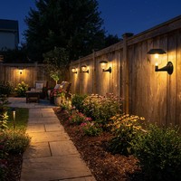 Lampe de jardin solaire moderne HEJIA à LED DC avec capteur PP, étanche IP44, certifiée RoHS, blanc chaud doux 3500K