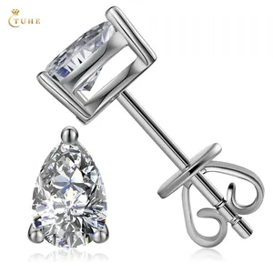 Mode-sieraden Luxe 925 Sterling Zilver 0.5ct Peer Cut Vvs Moissanite Diamond Stud Oorbellen Voor Vrouwen Mannen