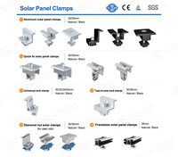 Collier de fixation intermédiaire en aluminium anodisé pour rail de montage de panneaux solaires, support PV, installation sur toiture