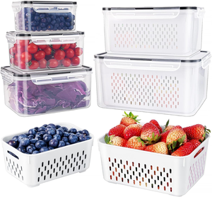 Airtight Food <b>Storage</b> <b>Container</b> Removable Divided Compartments Clear Plastic Travel Fridge Organizer <b>Kitchen</b> Fruit Snacks - Product Image 1
