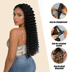 Extensiones de Cabello Humano Ondulado Profundo de Alta Calidad, Cabello Virgen 100% Humano, 8-24 Pulgadas, Trama Gruesa - Product Image 5