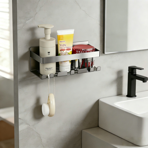 <span class=keywords><strong>Mensola</strong></span> in metallo da bagno a parete con ganci in acciaio inox scaffali di stoccaggio senza foratura Cross-border semplice doccia <span class=keywords><strong>Shampoo</strong></span> Rack - Product Image 6