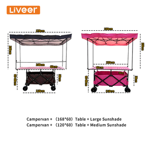 Chariot de camping pliable personnalisable avec chariot à quatre roues, auvent pare-soleil et solutions de rangement pour usage commercial multifonctionnel - Product Image 1