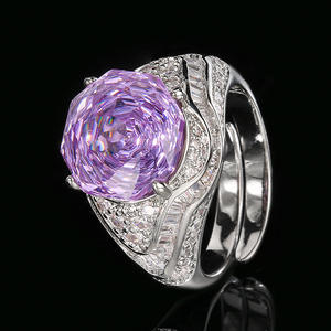 Bijoux de mode écologiques en cuivre, coupe rose, 12 mm, zircone cubique rouge orangé, bagues élégantes pour femmes, port quotidien raffiné - Product Image 4