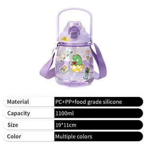 Kids Direct Drink <b>Large</b> Capacity Water-Resistant Cartoon Prints Colorful Water Bottle for Child With Straw - Product Image 3