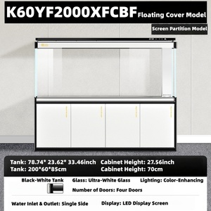 高級モダン大型水槽 2メートル 4ドア 環境に優しい 1000L 室内/屋外 プラティベタ用 超白ガラス水槽 底面設置 - Product Image 5