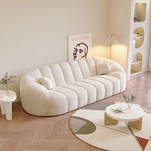Shell <b>Sofa</b> Cream Colored Velvet Tufted Design Modern Living Room Furniture - Product Image 2