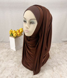 新しいトレンドグッドステッチプレミアムリキッドジャージーヒジャーブさわやかな軽量非シースルー微妙な光沢のあるジャージースカーフイスラム教徒 - Product Image 5