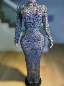 Rotating Shiny Full Diamond Tight and Sexy Jumpsuit Bar Net <strong>Red</strong> Collar <strong>Dance</strong> Stage Show Celebration Performance <strong>Dress</strong> - Product Image 4