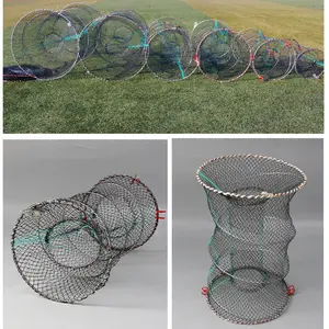 Haute qualité personnalisable Multifilament printemps Cage main filet de pêche automatique pliant crevettes et poisson piège Cage