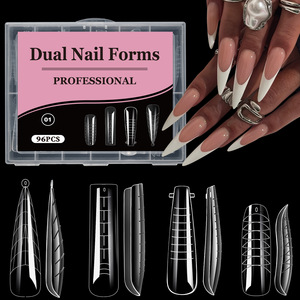 96 pièces de formes à <span class=keywords><strong>ongles</strong></span> en <span class=keywords><strong>gel</strong></span> à construction rapide, 4 modèles, pour extension complète des doigts, capsules d'<span class=keywords><strong>ongles</strong></span> en <span class=keywords><strong>gel</strong></span> - Product Image 1