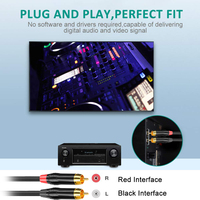 Buena calidad Oem 2 Rca Cable estéreo enchufe chapado en oro 2rca a 2rca Av Car Audio Cable macho a macho 2 Rca a 2 Rca Cable