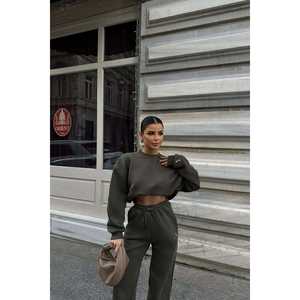 Ensemble de survêtement kaki à capuche respirant et léger, design personnalisé pour grandes tailles, idéal pour le jogging printemps/hiver - Product Image 2