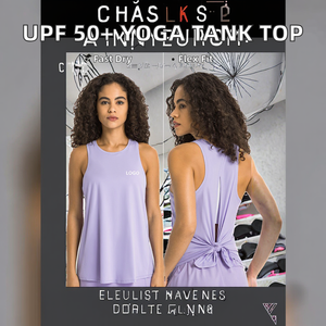 Débardeur de sport d'été pour femme, personnalisé, protection UV 50+, séchage rapide, doux, confortable, col rond, extensible dans les quatre sens, ample, long, pour yoga et gym - Product Image 2