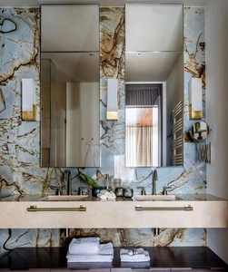 High End Blue Rome Luxury Nature Net Pattern Losa de mármol azul para juegos de mesa y silla - Product Image 6