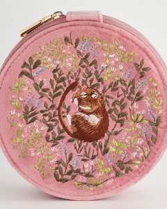 Scatola di fili ricamati in velluto rosa tenue organizzata per dormouse con cerniera rotonda organizer espositore gioielli collana scatola anello - Product Image 2