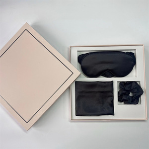 Heenlong thấp moq du lịch Kit eyemask Set bịt mắt mắt Mặt Nạ 4Pcs Satin lụa ngủ mặt nạ mắt gối trường hợp hairband scrunchy với hộp - Product Image 1