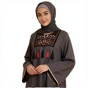 Abaya Musulmana Abierta con Hiyab, Cárdigan, Colección Invierno/Verano, Tela de Poliéster Brillante, Nueva Llegada - Product Image 4