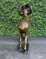 Sculpture de mouton de montagne-Statue réaliste de bélier à grande corne pour la décoration de la maison et du bureau
