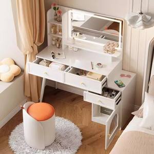 Coiffeuse moderne minimaliste avec miroir et armoire de rangement, blanche, pour chambre à coucher, usage adulte - Product Image 5
