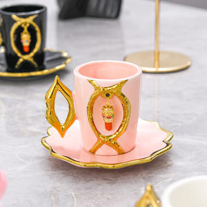 Tazas y platillos de café, juegos de tazas de café de cerámica, tazas de té rojo para la tarde, tazas y platillos creativos de cerámica para espresso - Product Image 2