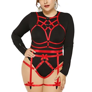 Da donna con imbracatura Punk di grandi dimensioni Festival Rave Gothic reggiseno giarrettiera cintura con cinturino Set lingerie Sexy