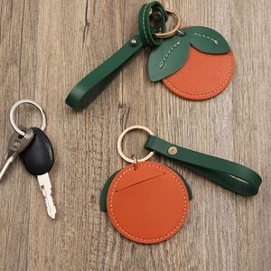 Porte-clés décoratif en cuir PU RTS, pendentif mignon orange pour sac, breloque en métal, support portable pour clés de voiture, cadeaux d'affaires - Product Image 2